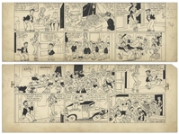 Chic Young Hand-Drawn Blondie Sunday Comic Strip From Christmas, 1932 Featuring Blondie, Her Boyfriend Hiho & a Childrens Party